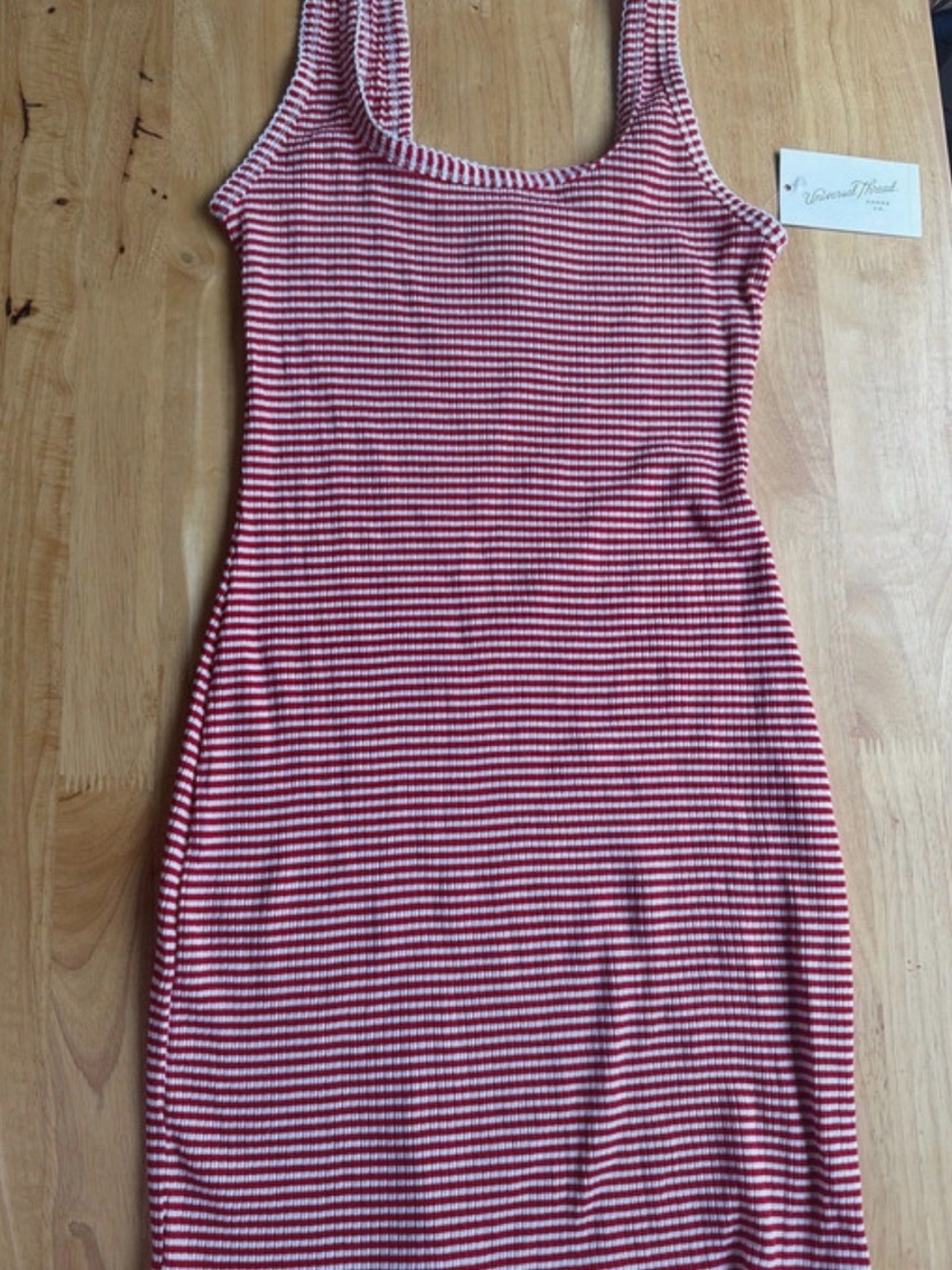 Universal Thread Red and White Striped Midi Tank Dress